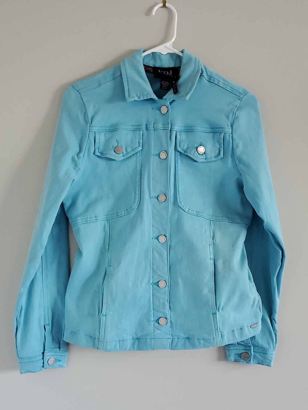 FDJ Turquoise Women's Classic Button-front Denim Jacket Sz S Western Cowgirl